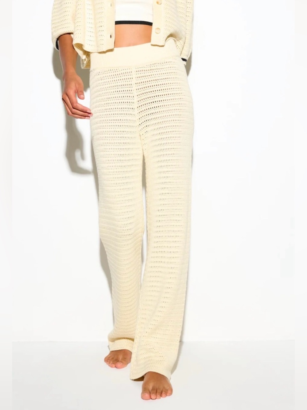 Spiritual Gangster Halston Crochet Knit Wide Leg Pant